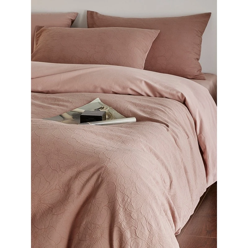 水星高端系列家纺轻奢A类全棉色织磨毛四件套提花长绒棉加厚纯棉