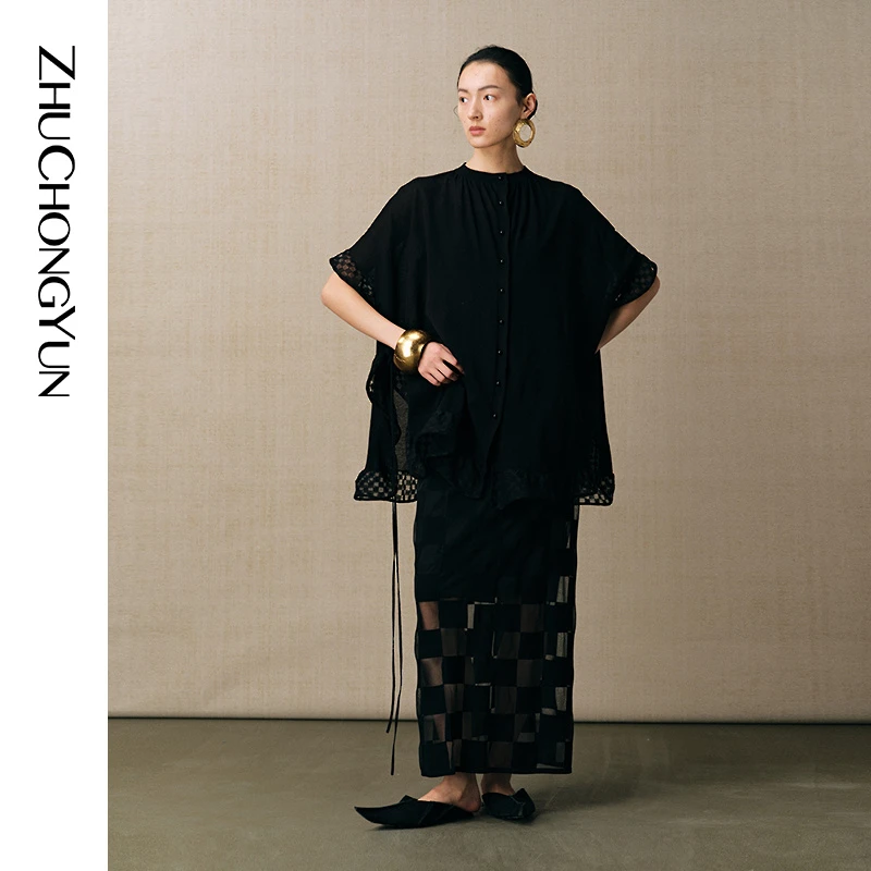 【大秀同款】ZHUCHONGYUN25夏新款经典新中式半裙C1FZ2746M