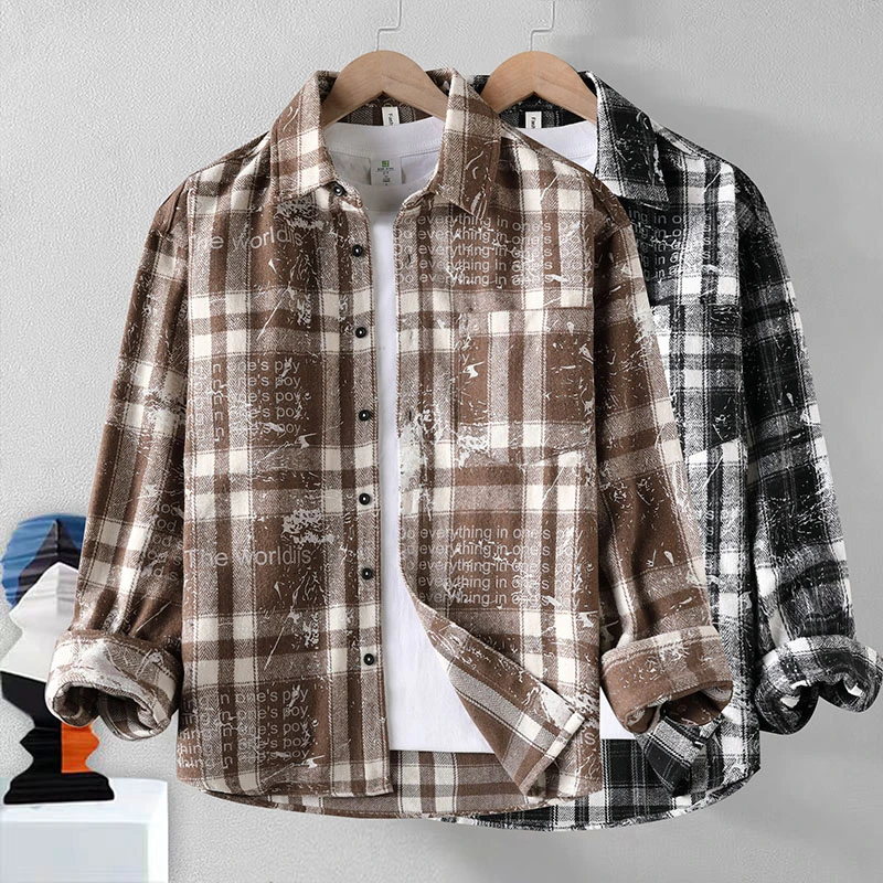 美式休闲男款春秋韩系慵懒风外套oversize氛围感韩版潮流pol衬衫