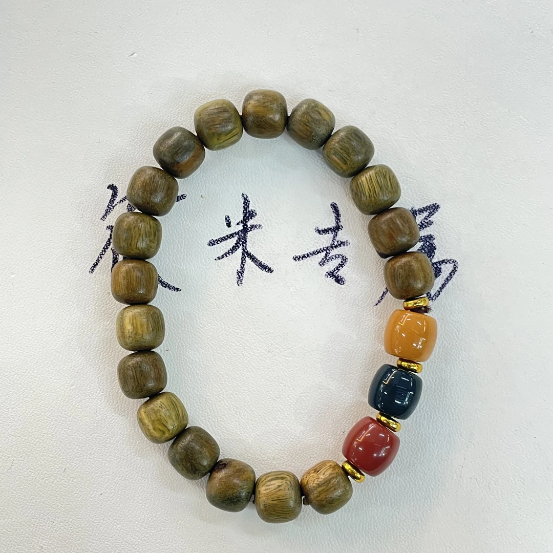 8mm红绿灯桶珠绿檀单圈手串A381 dj