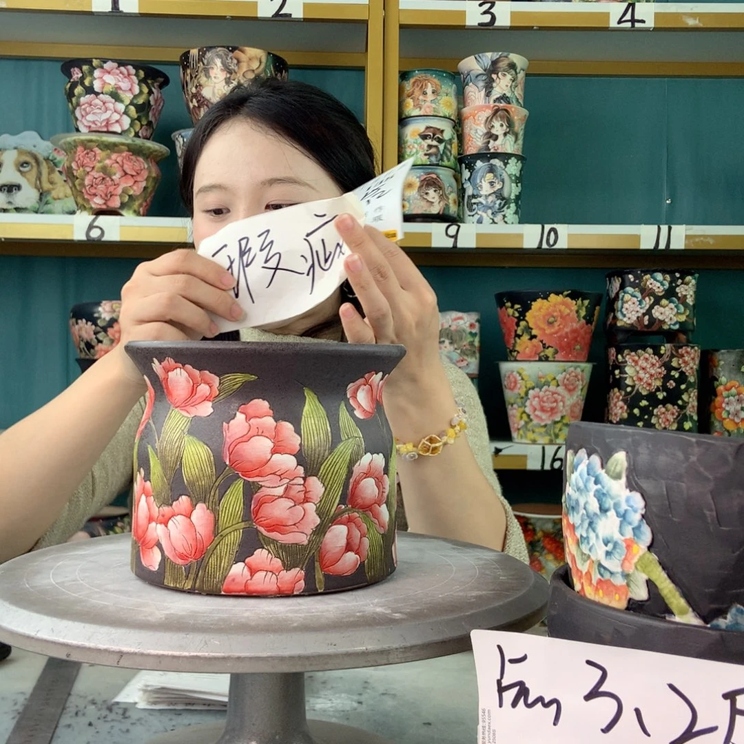 陶景德镇手工花盆138