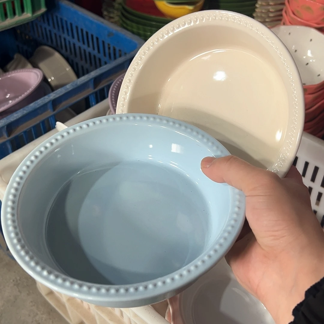 陶瓷 大珠点碗 天蓝 奶白