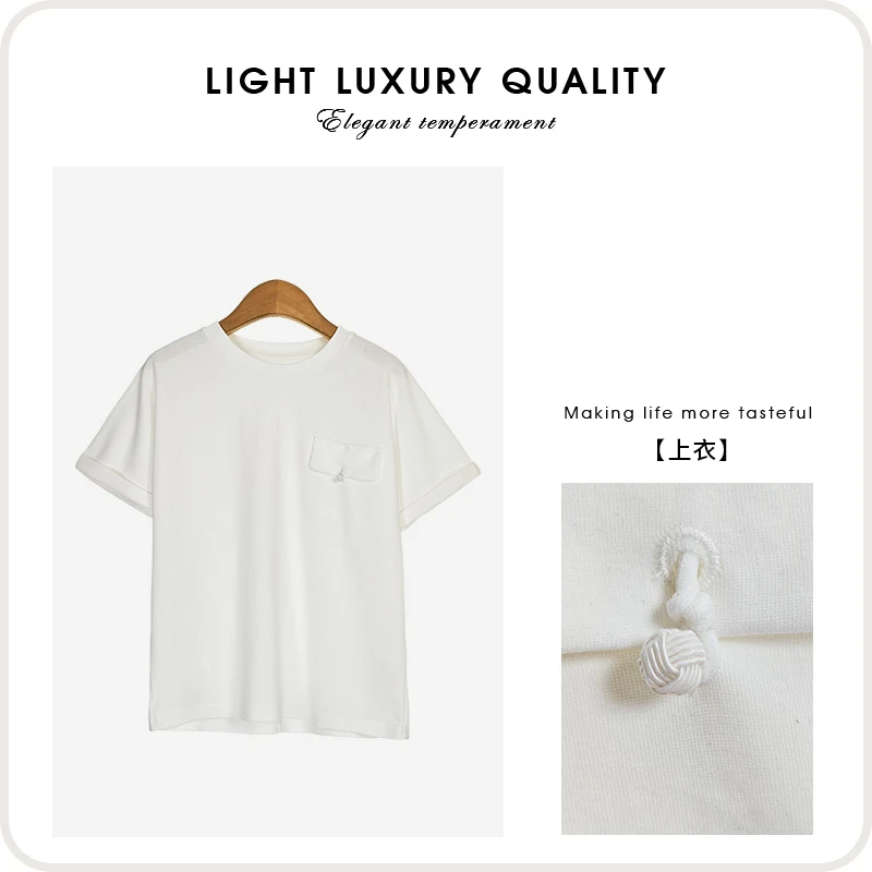 国风盘扣圆领包肩基础款T恤（240640）20584