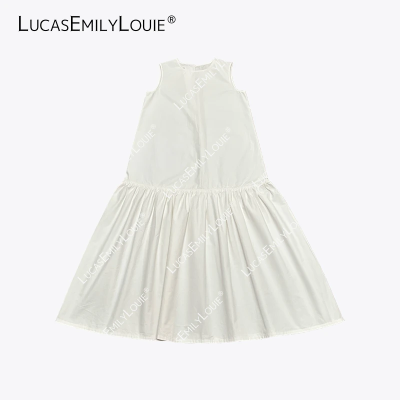 LUCASEMILYLOUIE 纯色背心鱼尾裙极简高级感圆领连衣裙2510328