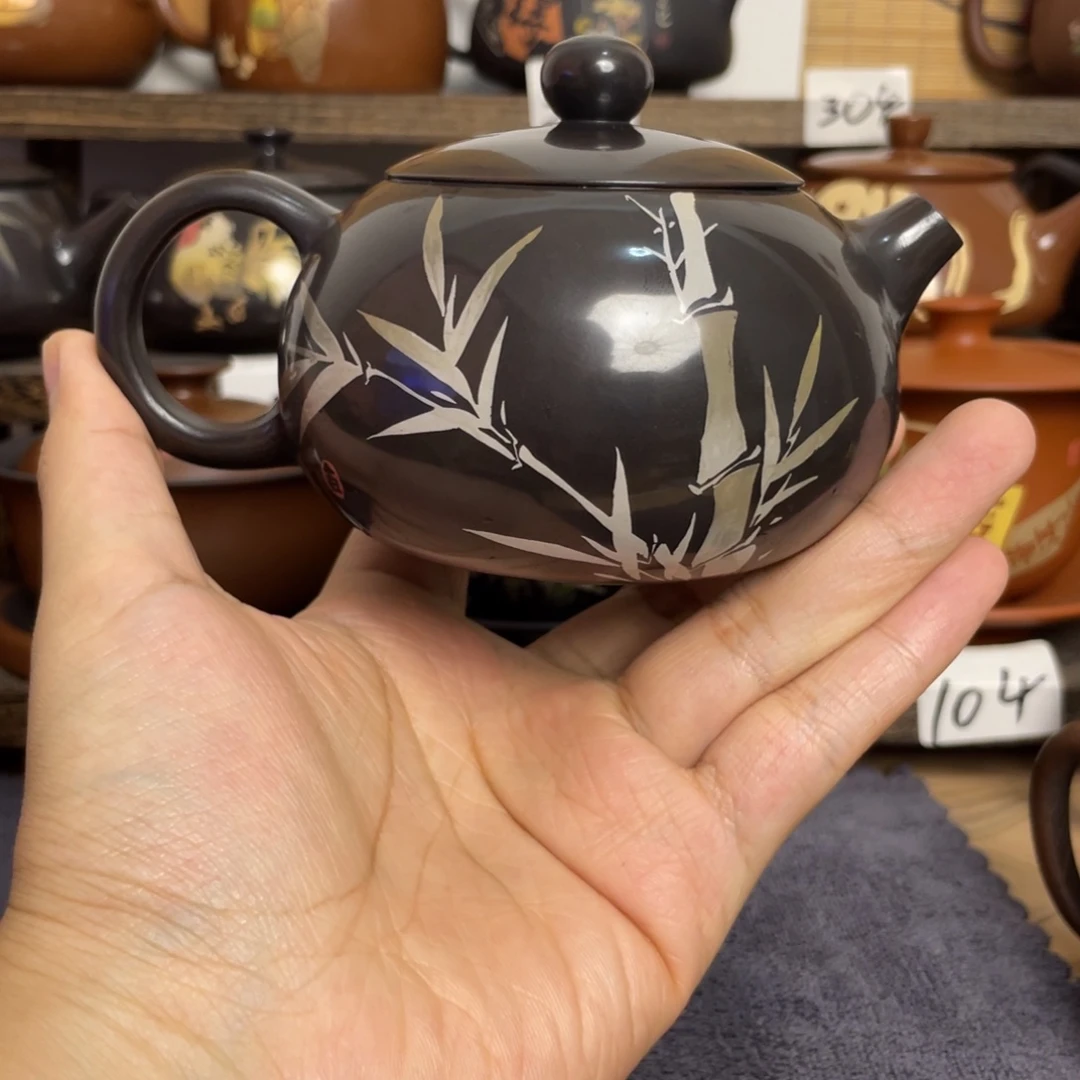 淡***茶壶黑色水亮西施壶球孔