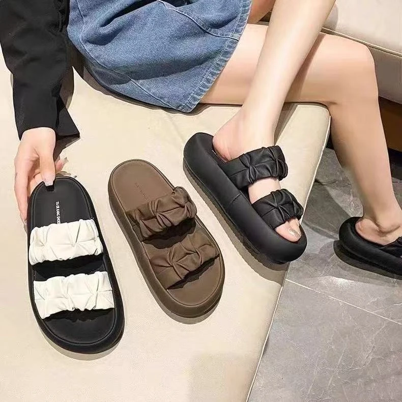 新款厚底沙滩女款时尚百搭一字拖休闲拖鞋1366