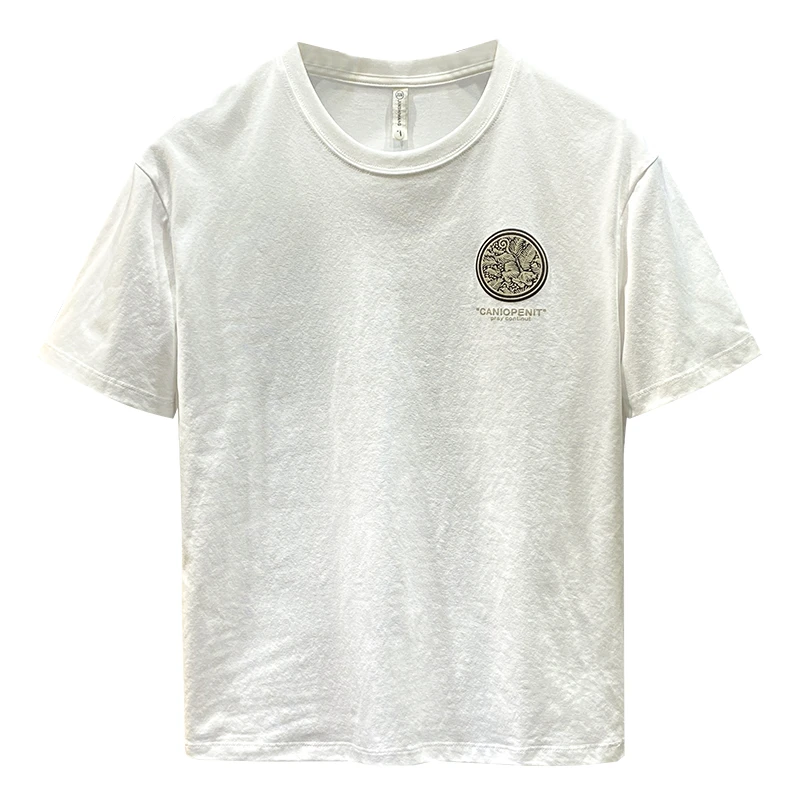 范希巴迪潮牌男生短袖t恤男美式青年百搭休闲白色体恤衫圆领时尚