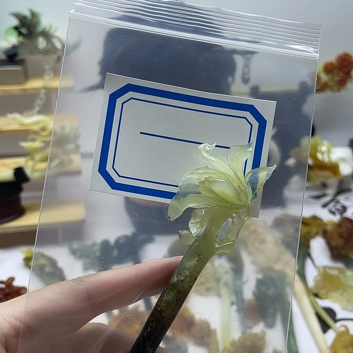 合金蛇纹石玉岫玉发簪古风古韵