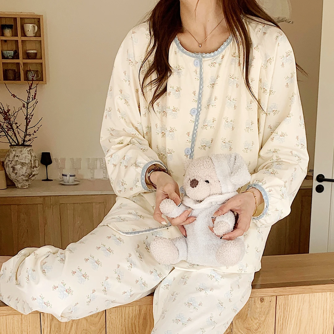 【A类凉感型-带胸垫】月子服春夏季薄款产后喂奶哺乳期孕妇睡衣长袖