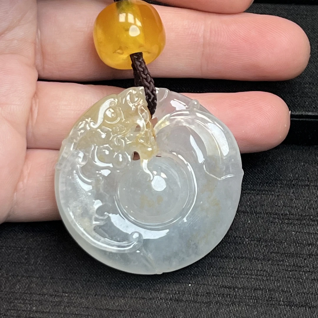 缅甸A货翡翠高冰仿古飞龙