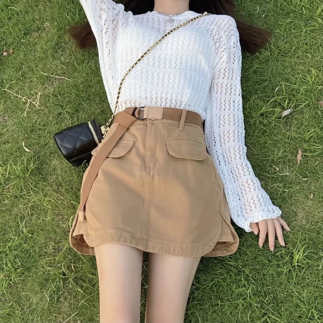 镂空针织衫女薄款毛衣2025夏装新款长袖宽松外套辣妹别致短款上衣