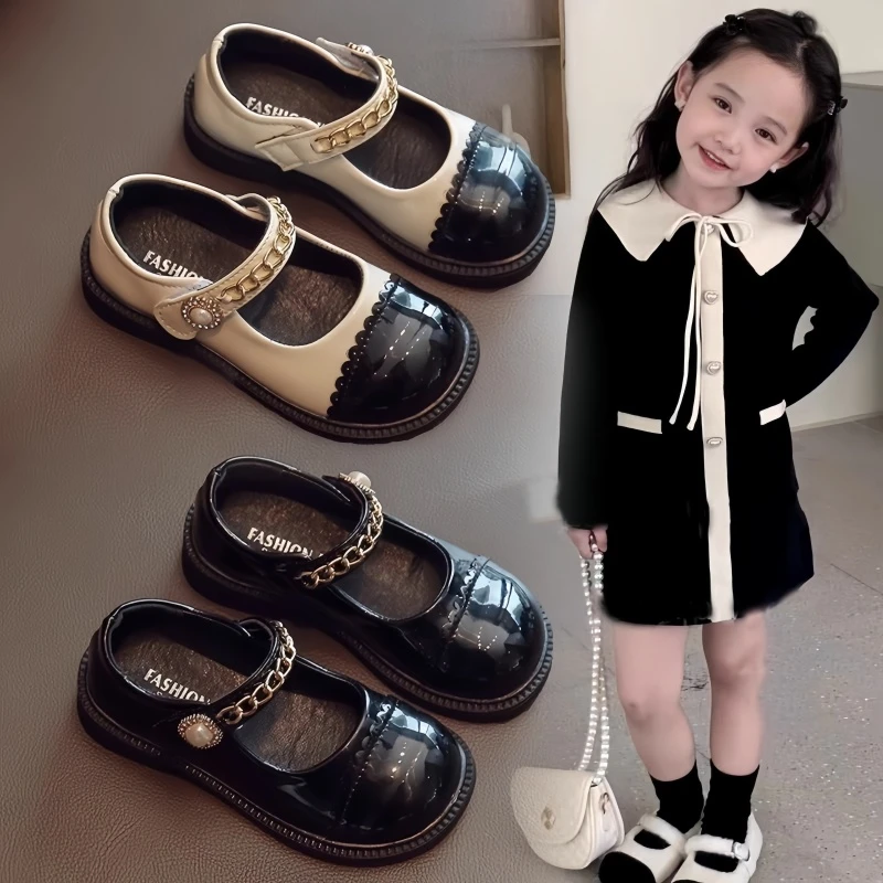 ABC女童公主皮鞋2025春季新款女孩洋气软底小皮鞋儿童小香风单鞋