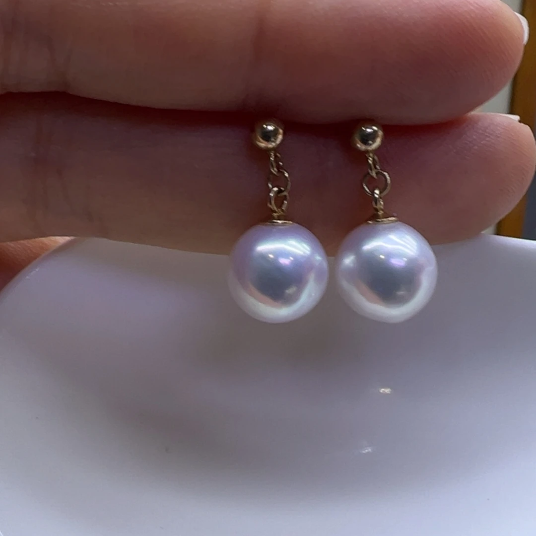 耳饰银S925镶嵌淡水珍珠