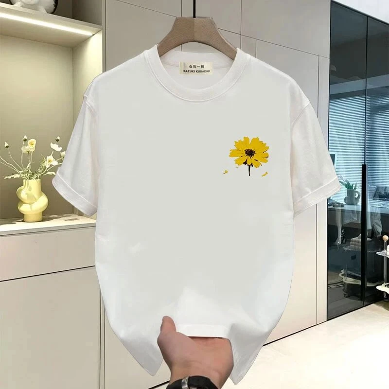 仓石一树2025简约设计印花短袖T恤男夏季新款ins时尚休闲宽松上衣