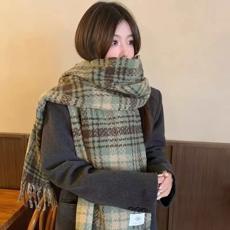 【围巾】格子复古绿