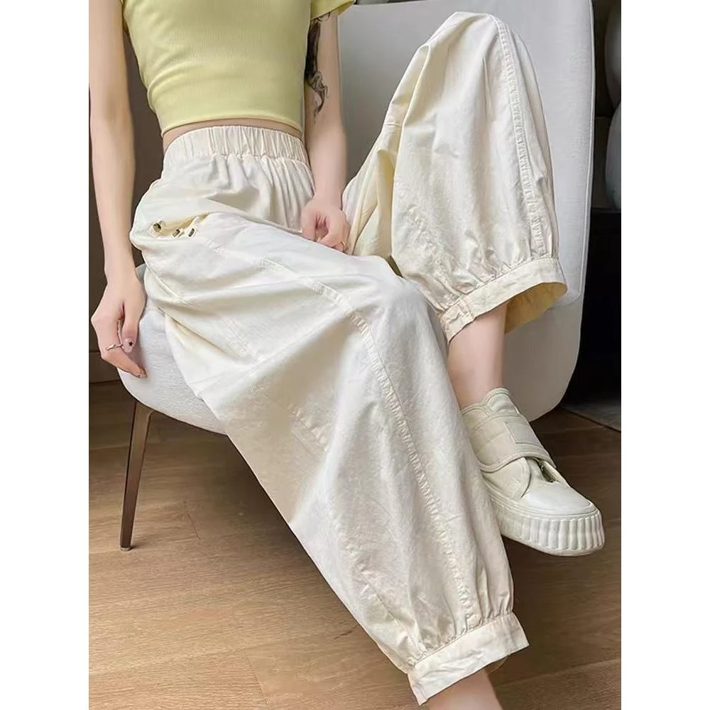 冰丝运动裤夏季薄款女小个子灯笼裤宽松显瘦九分速干裤老爹哈伦裤