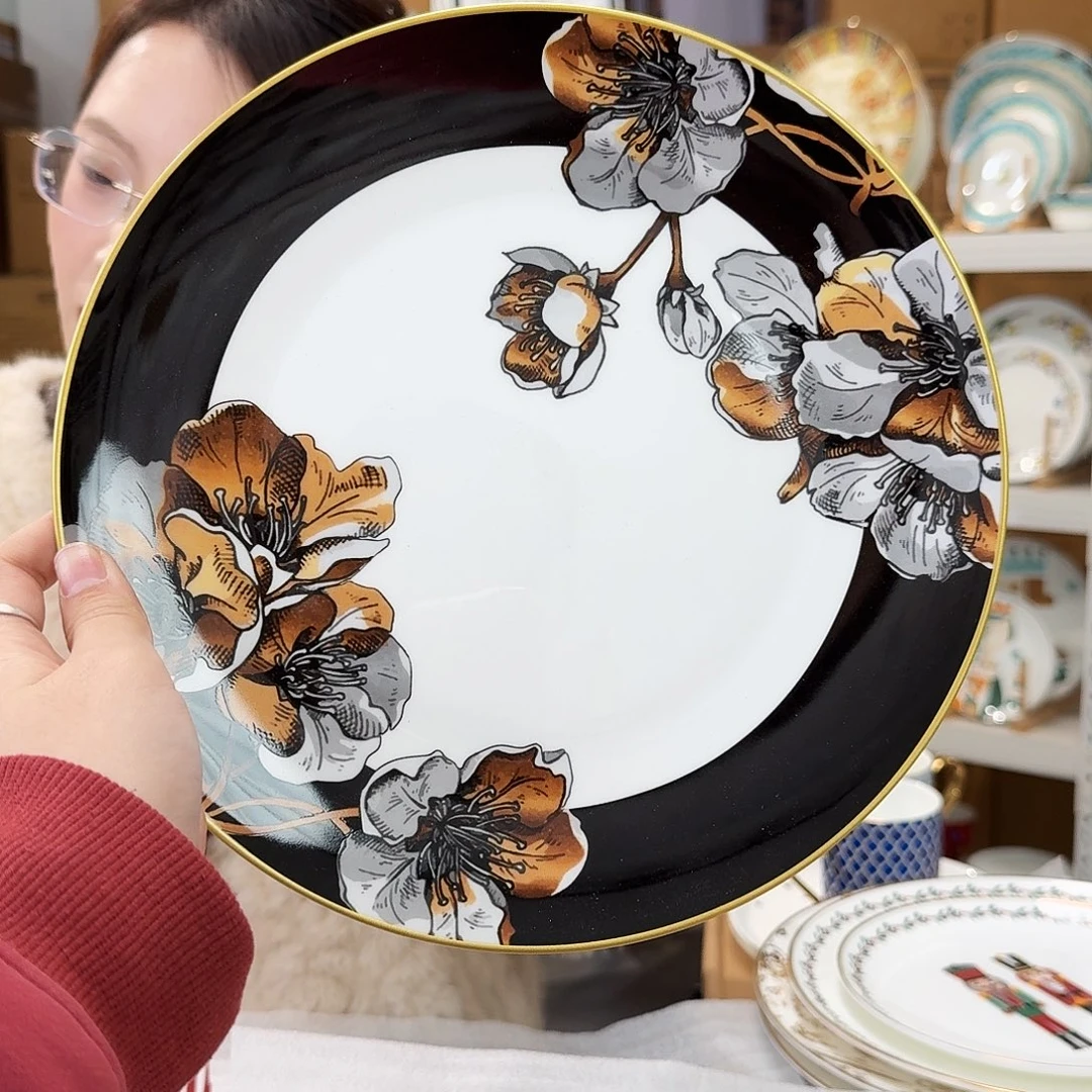 粉***鹿骨瓷高骨10.5英寸平盘27cm一个外贸骨瓷