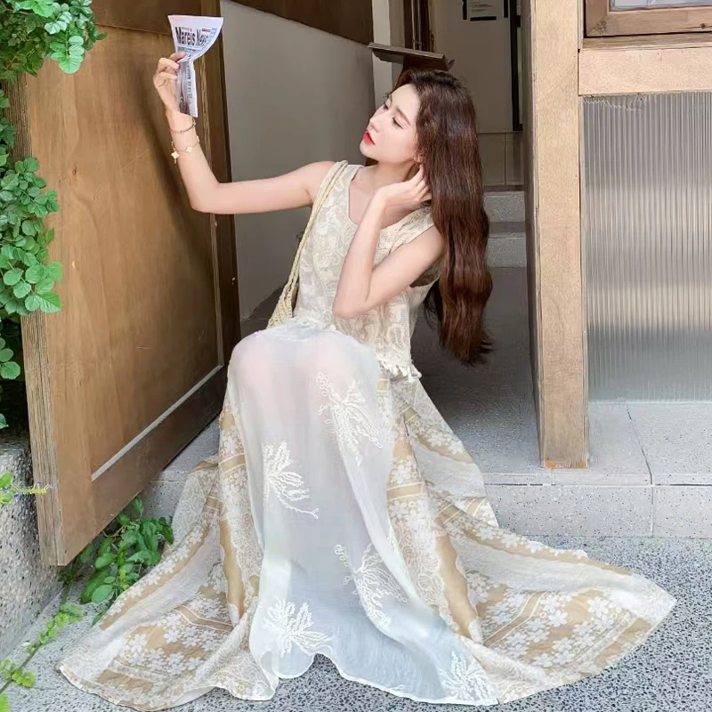 法式浪漫度假风连衣裙2025夏季新款超仙优雅气质氛围感温柔风裙子