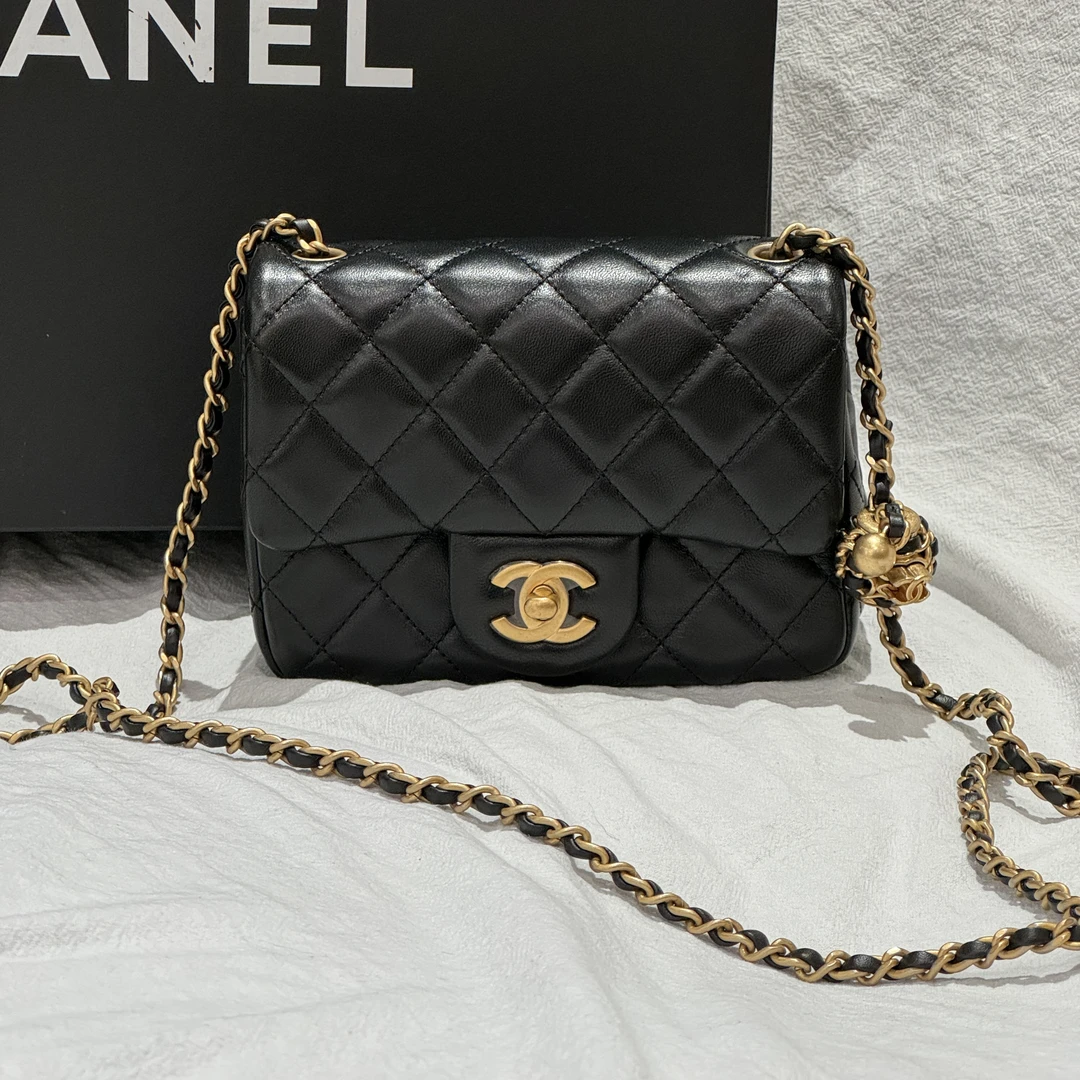 99新 Chanel/香奈儿 搁置品核桃金球方胖子 单肩斜挎包