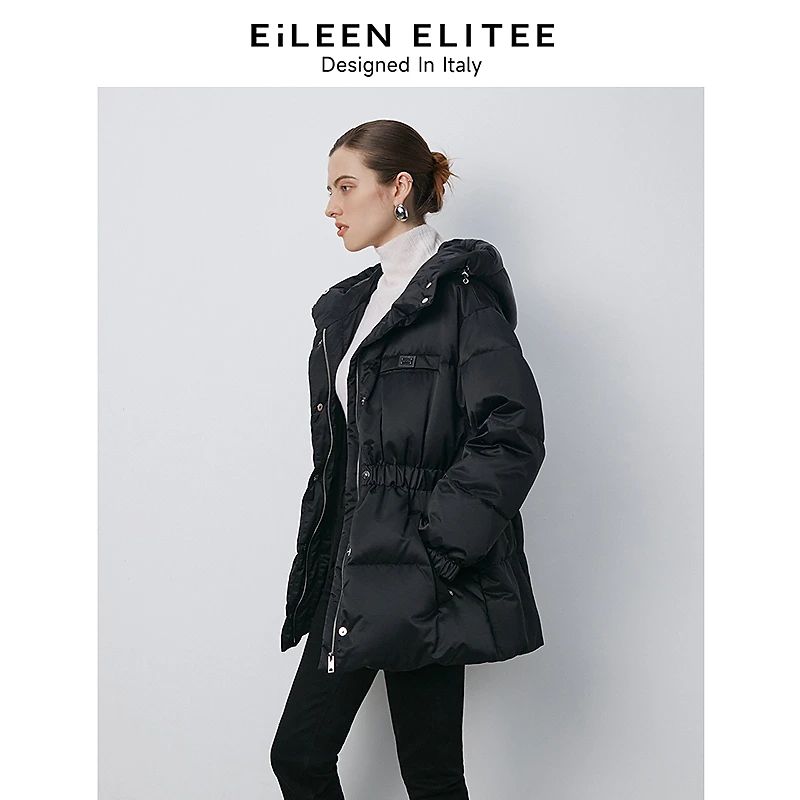 朗姿欧洲EiLEEN ELITEE白鹅绒连帽高级感羽绒服外套设计感冬新款