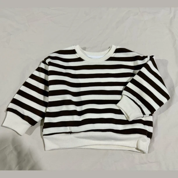 男女童时尚休闲条纹加绒卫衣35013