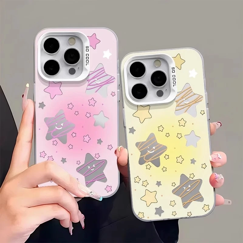 渐变星星适用于苹果16promax手机壳iPhone15彩银壳女款可17promax