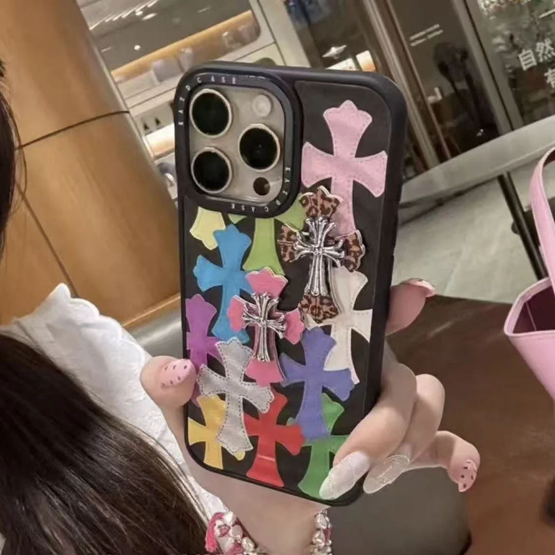 皮质克罗心适用iPhone16promax时尚苹果16手机壳个性小众14高级感
