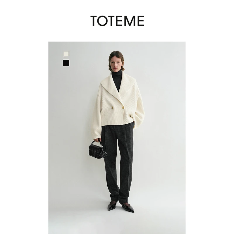 TOTEME女装宽松弧形青果领开衫针织外套商品图