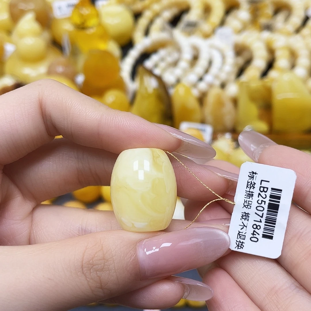 蜜蜡未镶嵌裸石沁色桶珠18.8✖️23.2mm