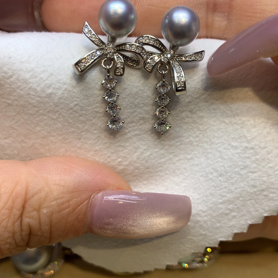 银S925镶嵌耳饰海水珍珠