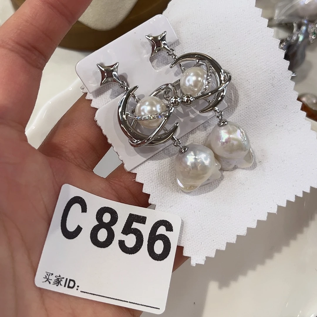 合金淡水珍珠耳饰