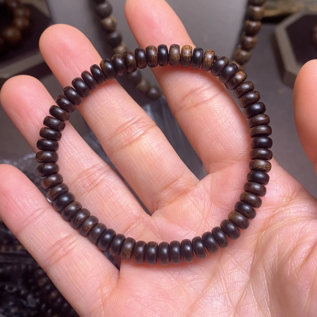 沉香手串越南芽庄紫棋瘤疤算盘珠6×3