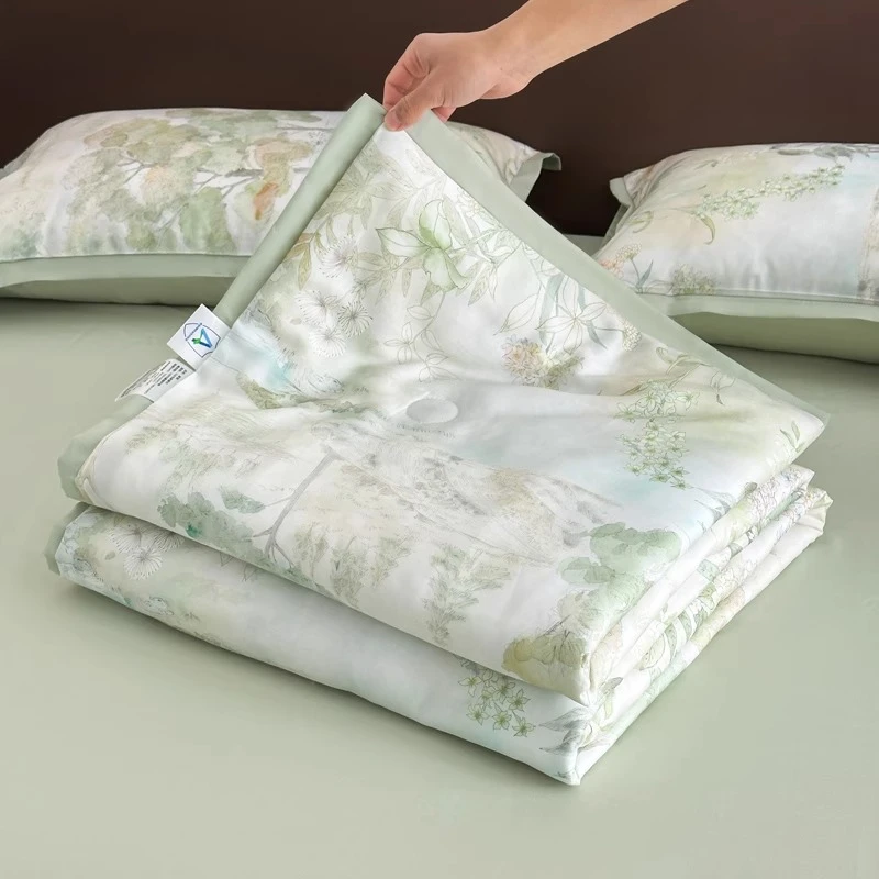 路约威格莱赛尔印花夏被空调被凉感夏凉被四件套薄被子被芯单人可