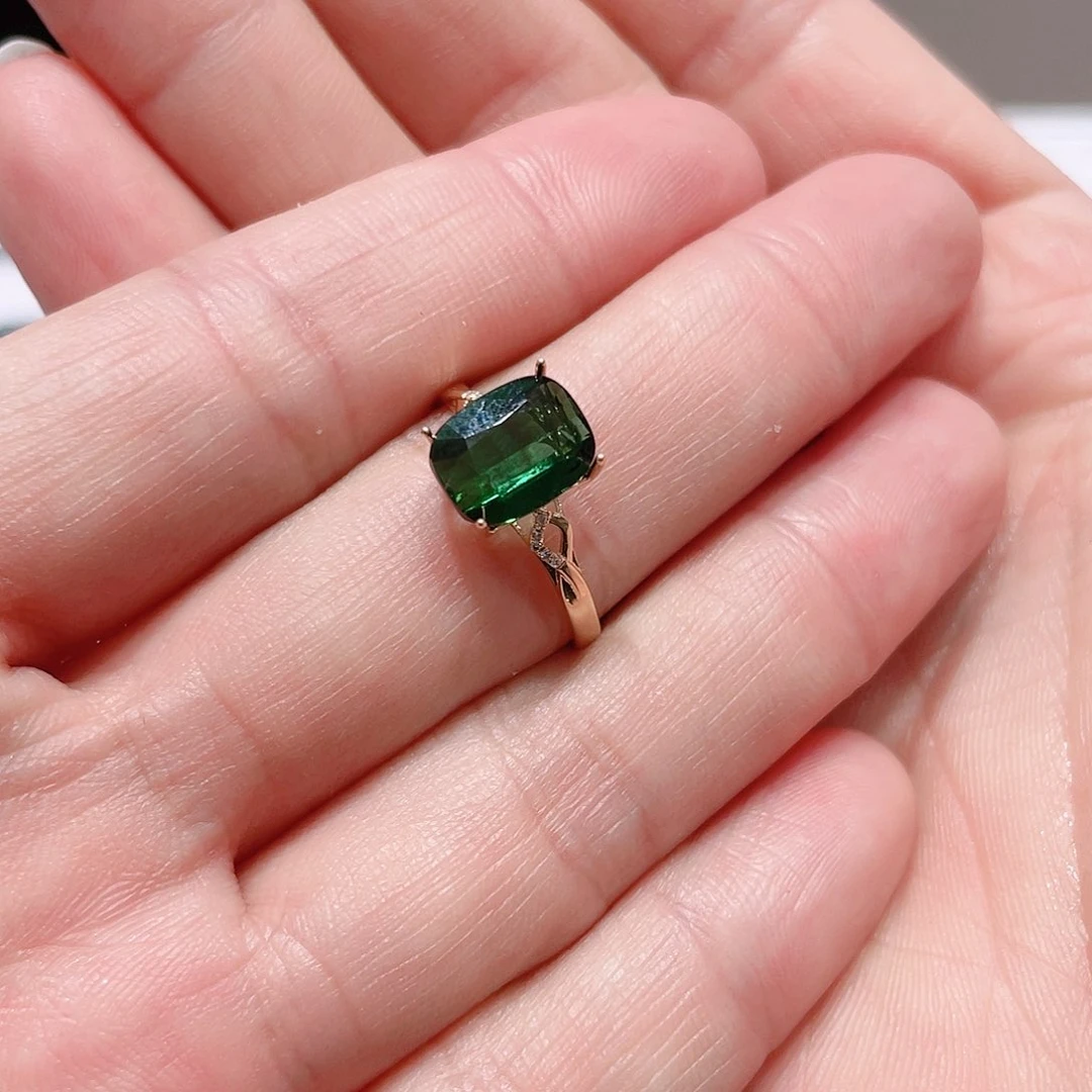 碧玺天然碧玺戒指18K金镶嵌