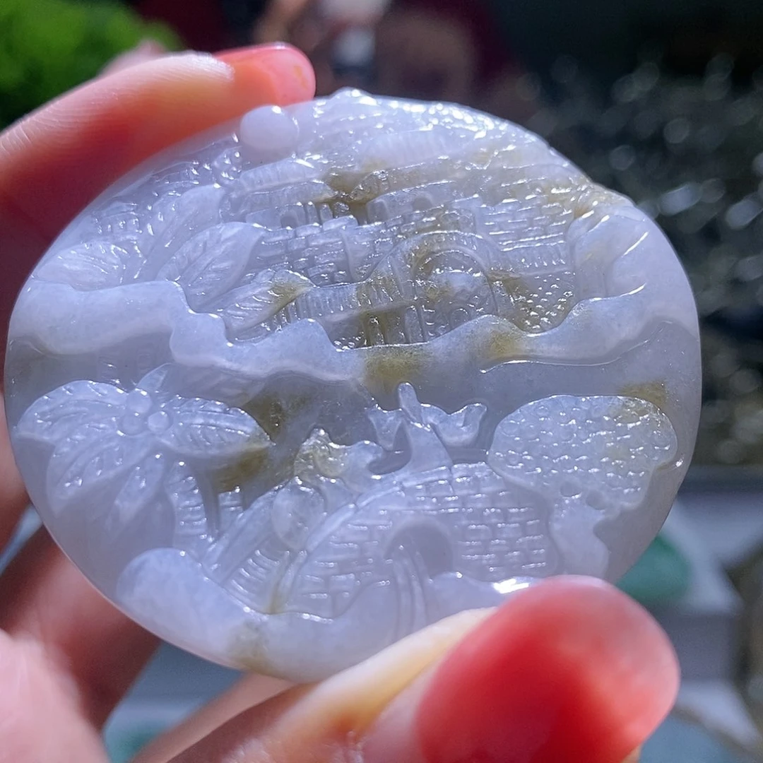 【闪购商品】翡翠未镶嵌颈饰山水