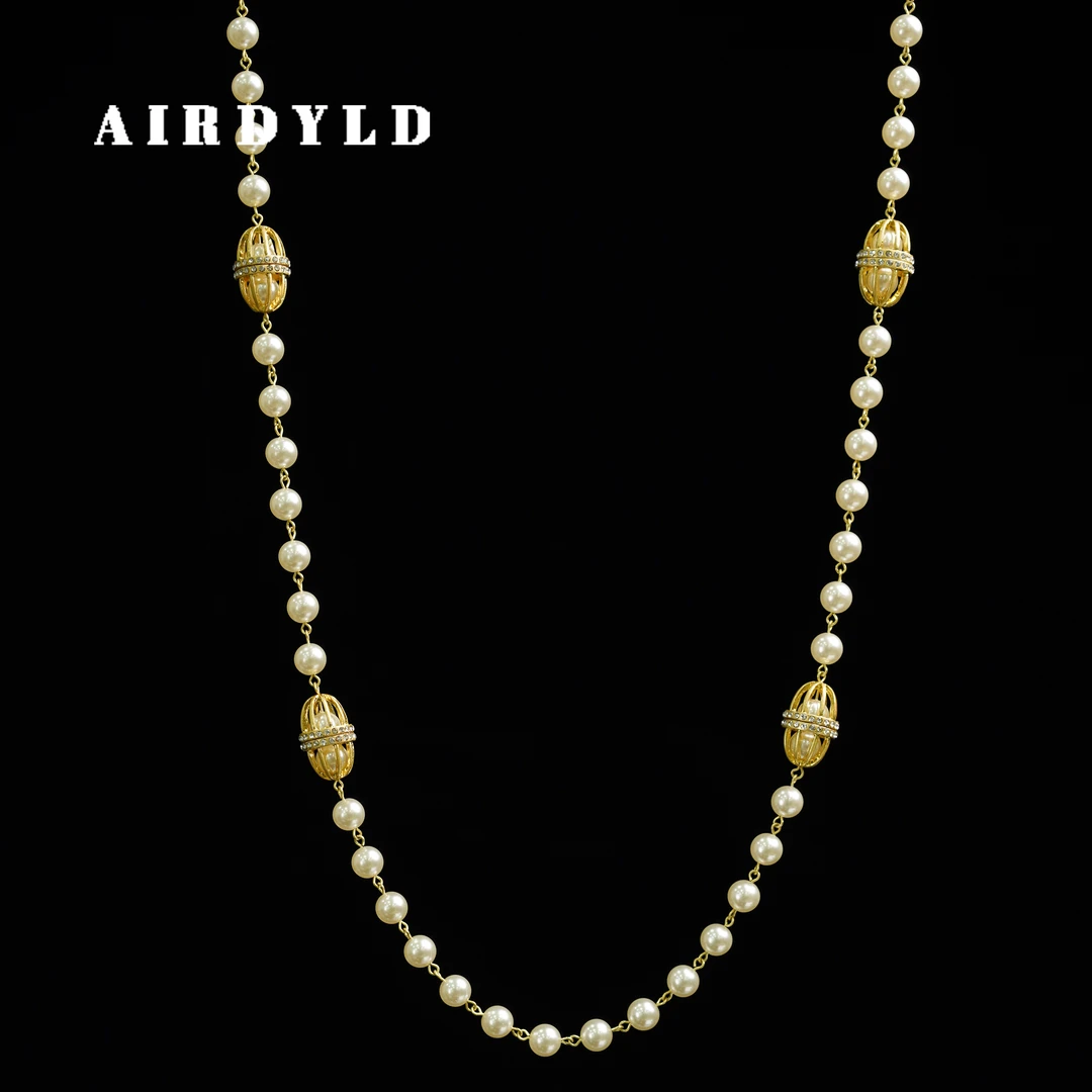 黄铜仿珍珠项链 【萨菲娜项链】法式浪漫时尚复古百搭轻奢长款项链