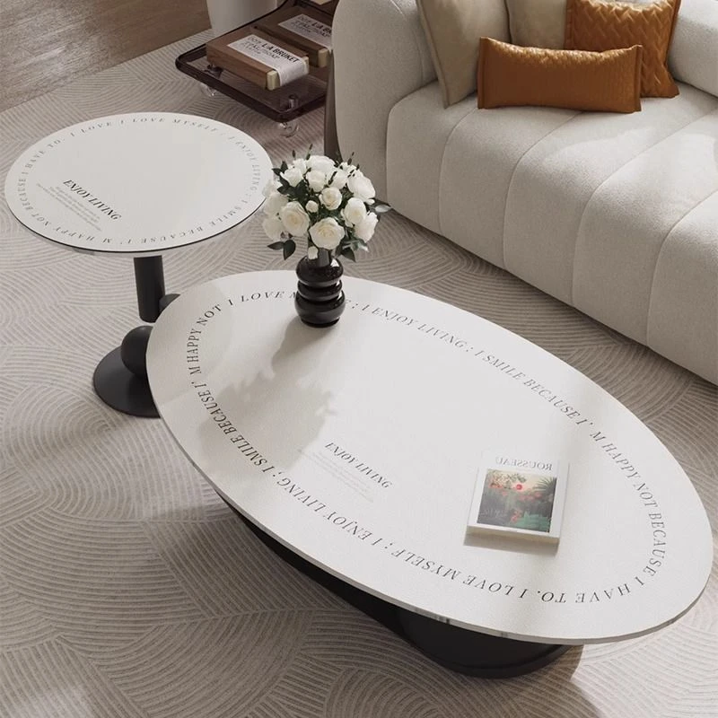 客厅岩板茶几垫椭圆形桌垫防水防油防烫桌布免洗皮革茶几垫布弧形