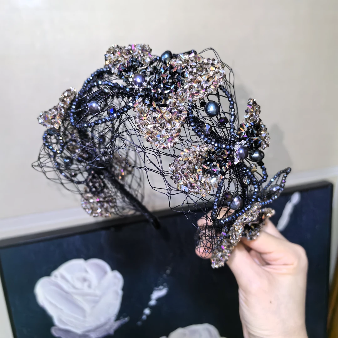 西子家莫奈黑金鸢尾网纱发箍