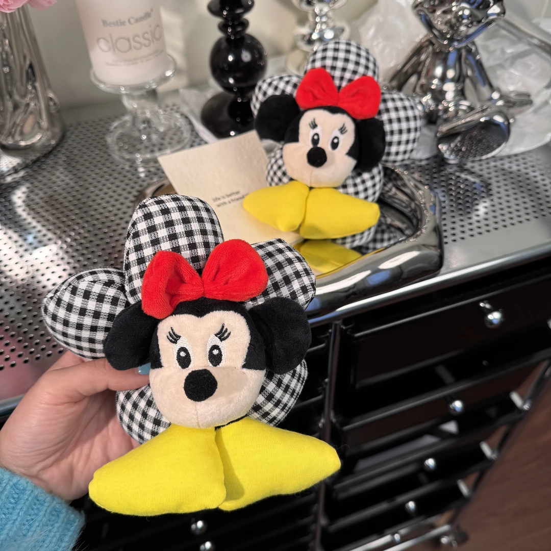 格纹拼色花朵米奇屁屁发圈女可爱丸子头发绳创意闺蜜上头绝美发饰