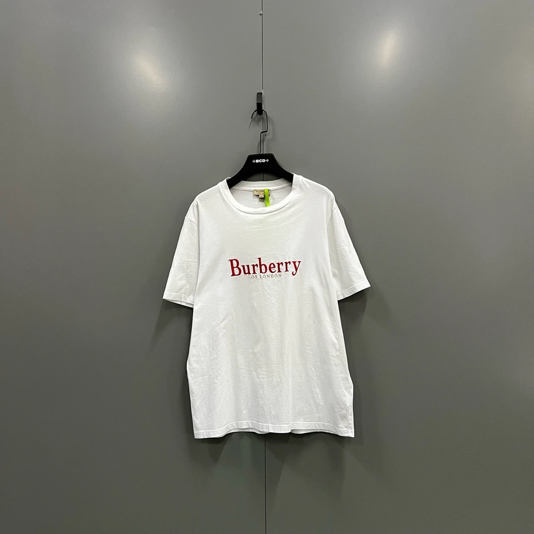 95新 BURBERRY/博柏利 (ll) 白色红线刺绣短袖 L码/607128