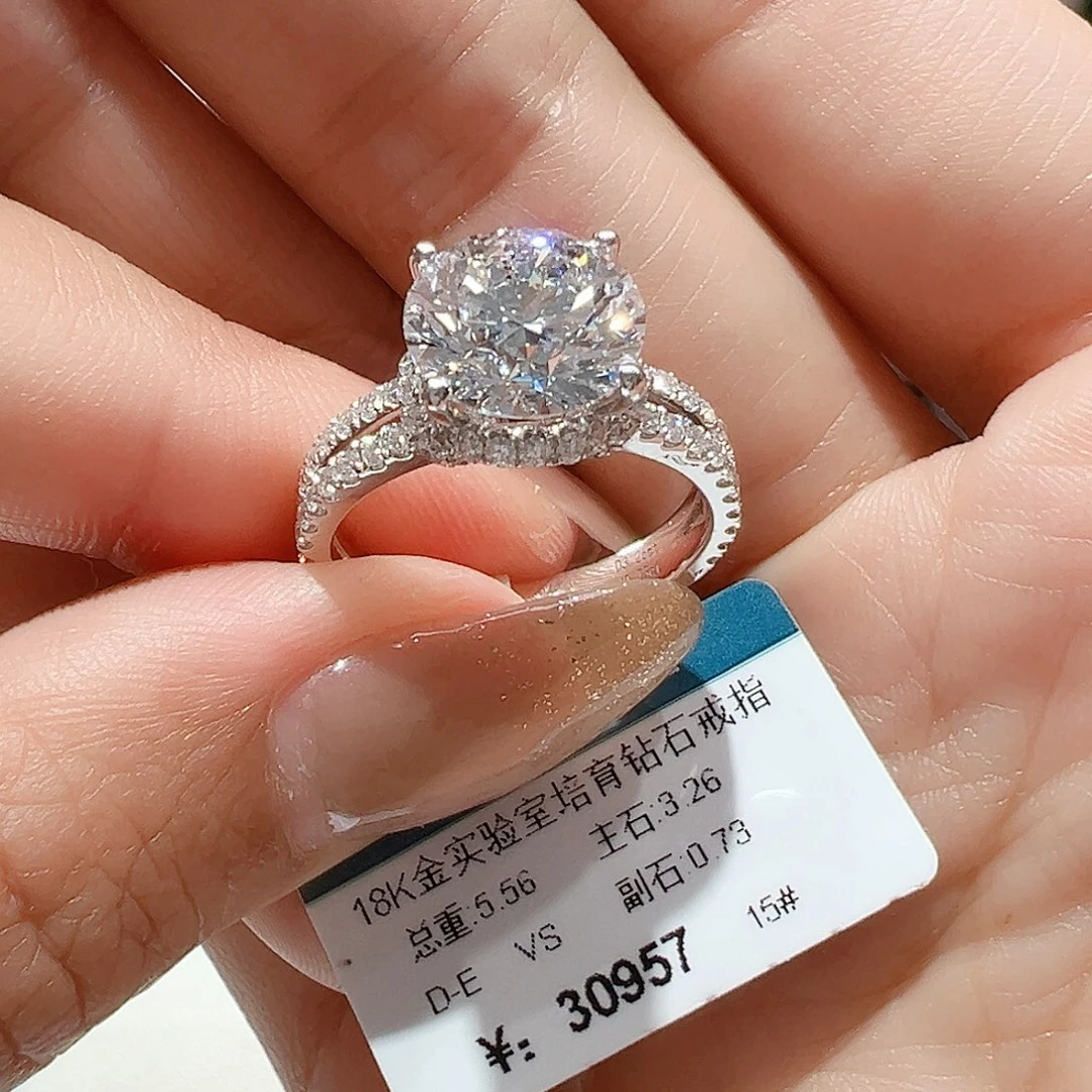 18K金镶嵌实验室培育钻石3.26ct15