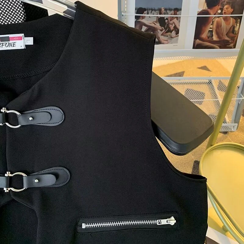 爱依服【秋季清仓】ins马甲背心男士韩版潮流帅气潮流坎肩无袖外套
