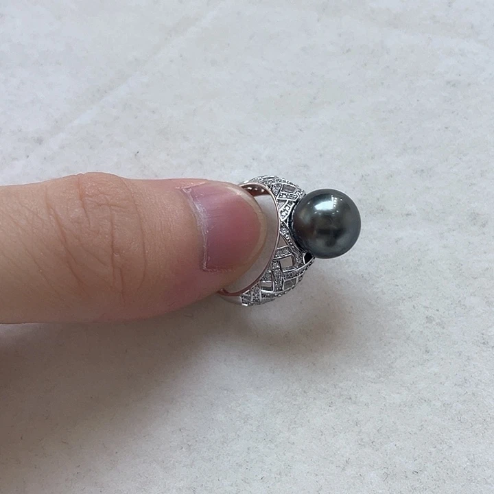 海水珍珠银S925镶嵌戒指