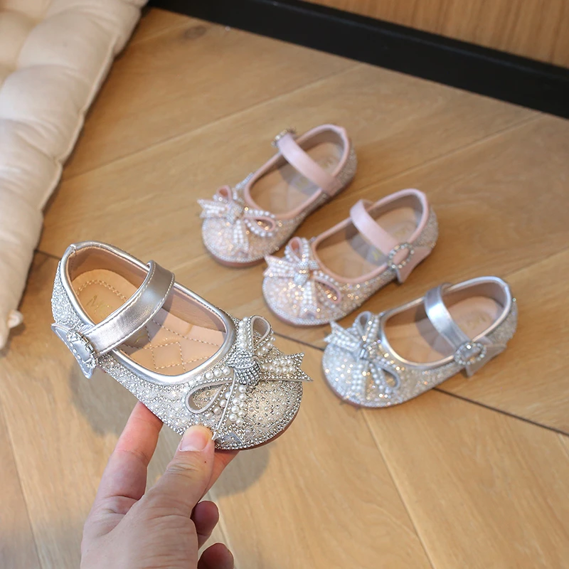 21-30码春秋季女宝宝皮鞋公主鞋子春款女童水晶鞋春秋款儿童单鞋
