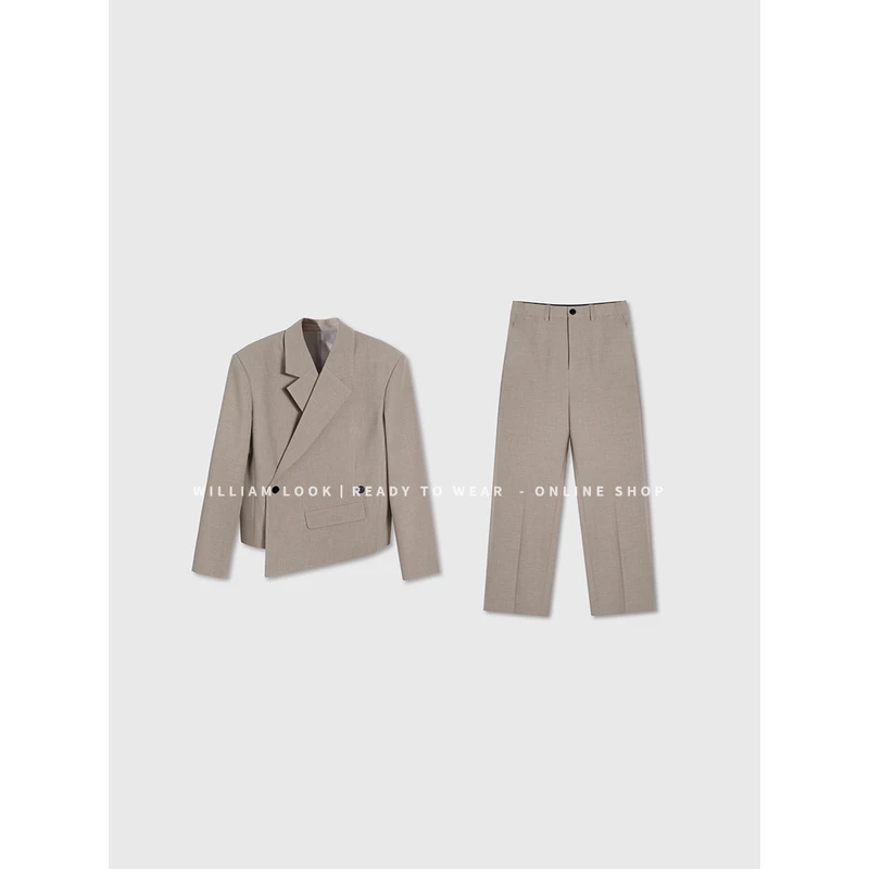 威廉威 男女同款【燕麦短款西装】高级感定制羊毛混纺西装套装C797