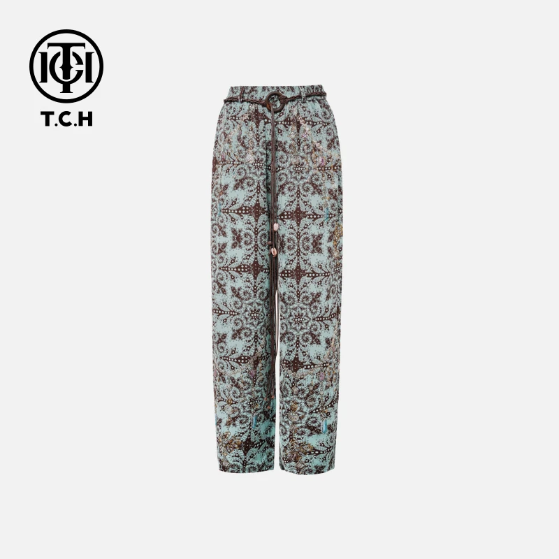 TCH私服烫钻工艺时尚休闲百搭气质舒适长裤女T75B20E5138轻奢tch