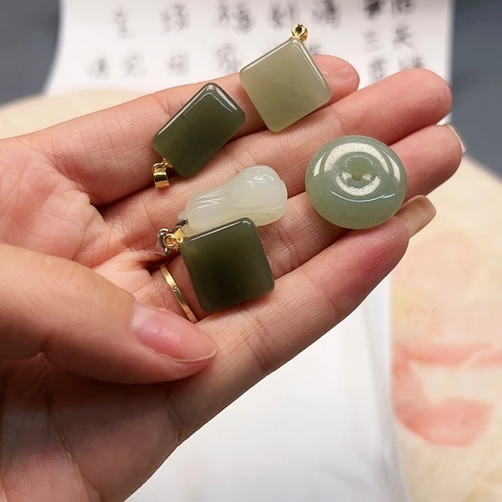 和田玉颈饰银S925镶嵌6