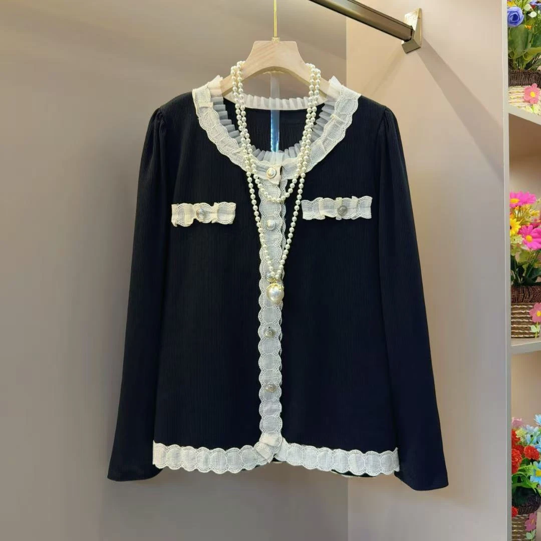 木耳边小香风气质网红时尚显瘦小衫衣长64左右