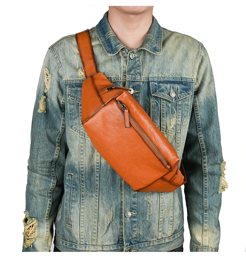 【米鹿皮具】腰包（15026）男士复古真皮百搭潮流尺寸 高15 宽38 底8