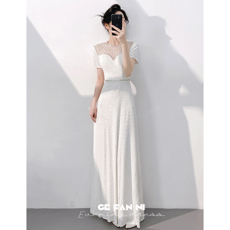 晚礼服女2025新款高级感独特气质绝美主持人亮片订婚连衣裙合唱团